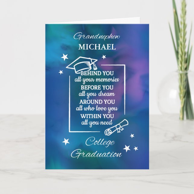 Grandnephew Personalize College Graduation Quote Kort (Framsida)