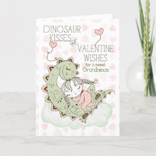 Grandniece Dinosaur Kisses Valentine Helgkort