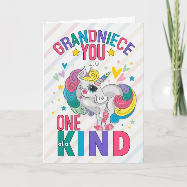 Grandniece Rainbow Unicorn Valentine Day Helgkort (Framsida)