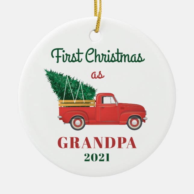 Grandpa 1:a Julens Helgdag-familjens Anpassningsba Julgransprydnad Keramik (Framsidan)
