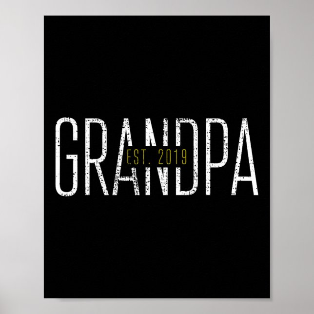 Grandpa 2019 Grandfather Gift Tee Est Poster (Framsidan)