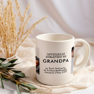 Grandpa 2 Anpassningsbar Baby Foton och födelseatt Kaffemugg