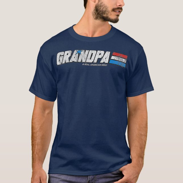 Grandpa A Real American Hero T Shirt (Framsida)