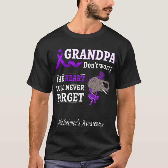Grandpa Alzheimer Awareness Support Elefant T Shirt (Framsida)