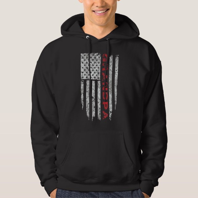 Grandpa American Flagga Fars dag Hoodie (Framsida)