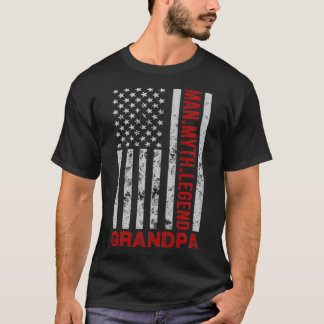 Grandpa American Flagga Man Myth Legend Pullover T Shirt