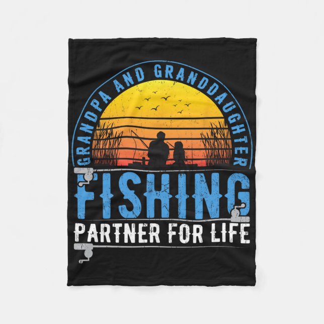 Grandpa And Granddaughter Fishing Buddies For Life Fleecefilt (Framsidan)