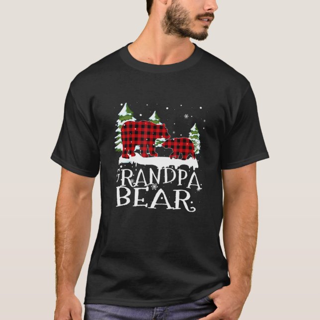 Grandpa Bear-familjen matchande julpajamas Red T Shirt (Framsida)