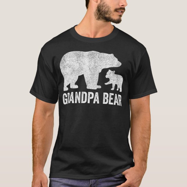 Grandpa Bear Fathers Day Shirts, Funny One Cub Kid T Shirt (Framsida)