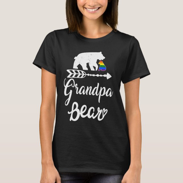 Grandpa Bear LGBT Christmas Rainbow Pride Gay Lesb T Shirt (Framsida)