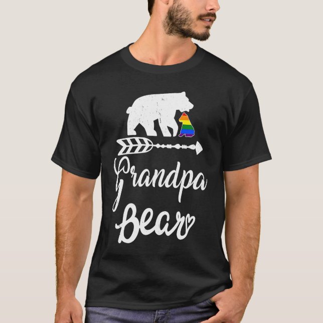 Grandpa Bear LGBT Christmas Rainbow Pride Gay Lesb T Shirt (Framsida)