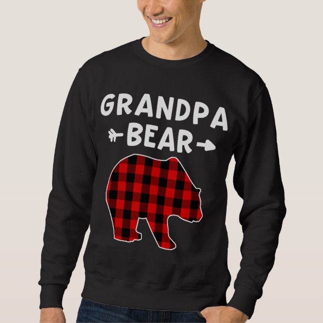 Grandpa Bear Red Black Play Bear Jul Promot Lång Ärmad Tröja (Framsida)