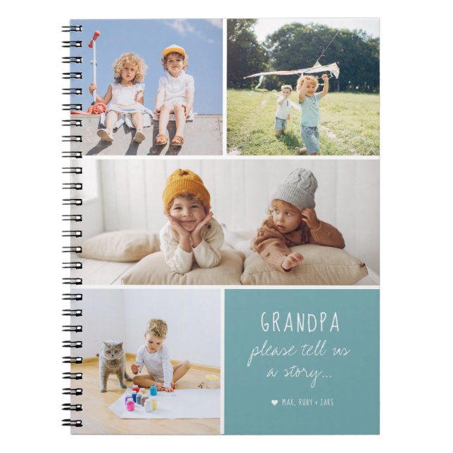 Grandpa berättar en historia för oss | Fotokollage Anteckningsbok (Framsidan)