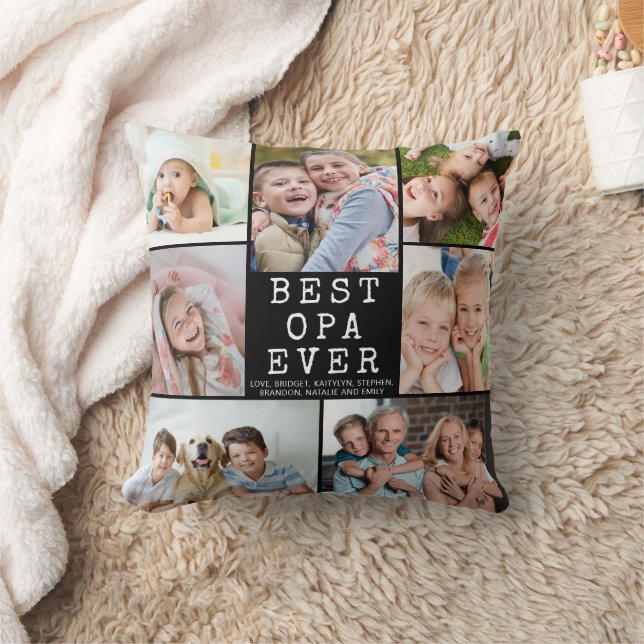 Grandpa BEST OPA EVER 7 Photo Collage Kudde (Filt)