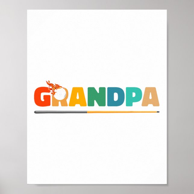 Grandpa Billiard Bassäng Cue 8-ll Billard - Billia Poster (Framsidan)
