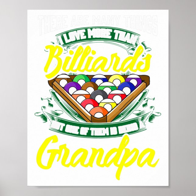 Grandpa Billiards Bassäng Game Player Ll Stick Pap Poster (Framsidan)