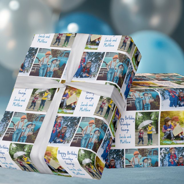 Grandpa Birthday Anpassningsbar Barnbarn Photo Col Presentpapper (Skapare uppladdad)