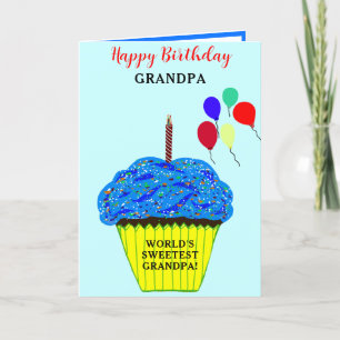 Grandpa Birthday Blue Cuptårta PHOTO Kort