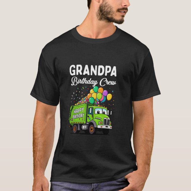 Grandpa Birthday Crew Boy Sopor Lastbil Bday Famil T Shirt (Framsida)
