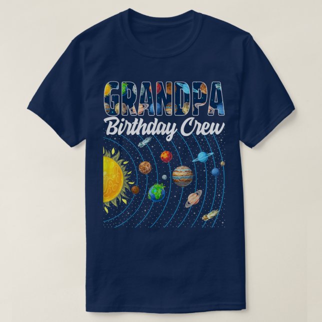 Grandpa Birthday Crew Rymden Solar System Bda T Shirt (Design framsida)