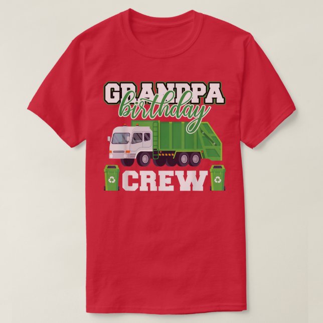 Grandpa Birthday Crew Sopor Lastbil Family Matchin T Shirt (Design framsida)