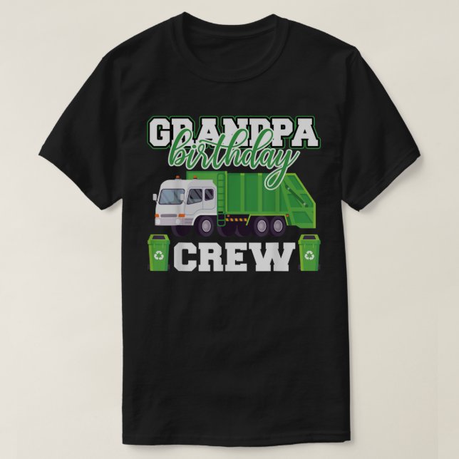 Grandpa Birthday Crew Sopor Lastbil Family Matchin T Shirt (Design framsida)