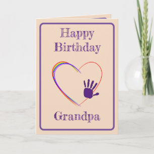Grandpa Birthday med Heart & Handprint Tack Kort