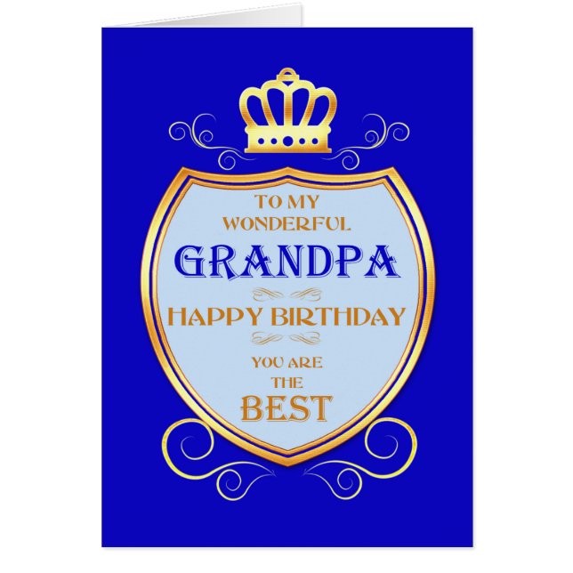 Grandpa Birthday med Shield Hälsningskort (Framsidan)