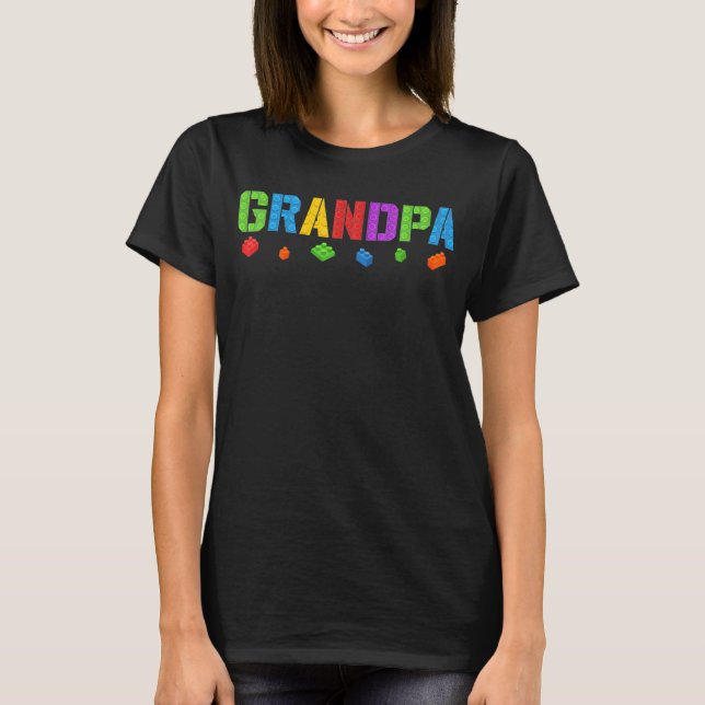 Grandpa Blocks Master Builder Brick Builder Birt B T Shirt (Framsida)