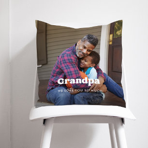 Grandpa   Boho-textövertäckning med två foton Kudde
