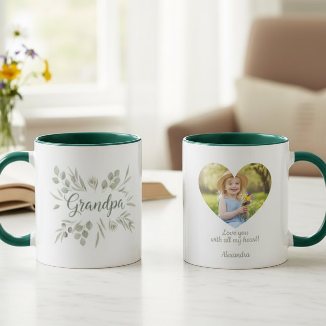 Grandpa Botanisk Foto Mugg (Botanical Grandpa photo mug)