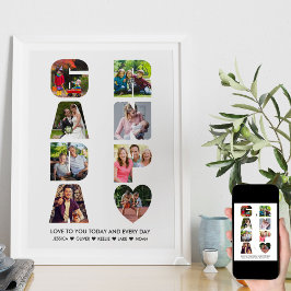GRANDPA Brev Cutout Photo Collage Barnbarn Namn Poster