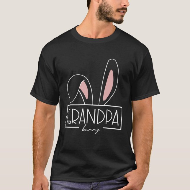 Grandpa Bunny Costume Egg Hunt Family Rabbit Ears  T Shirt (Framsida)