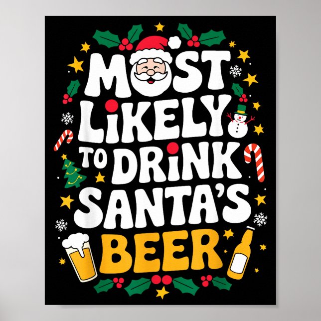 Grandpa Christmas Men Dad Most Likely To Drink San Poster (Framsidan)