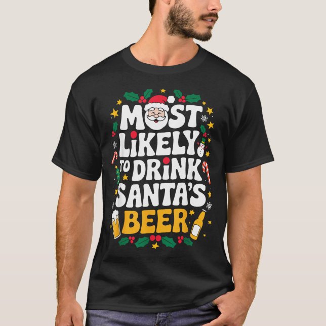 Grandpa Christmas Men Dad Most Likely To Drink San T Shirt (Framsida)