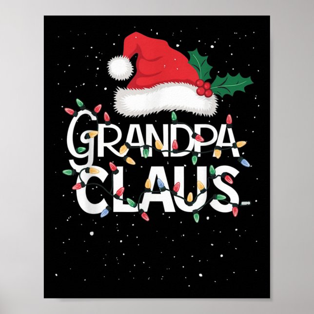 Grandpa Claus Christmas Lights Pajama Family Match Poster (Framsidan)