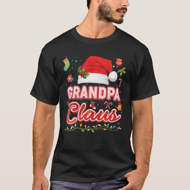 Grandpa Claus Matching Familjjultomten Paja T Shirt (Framsida)