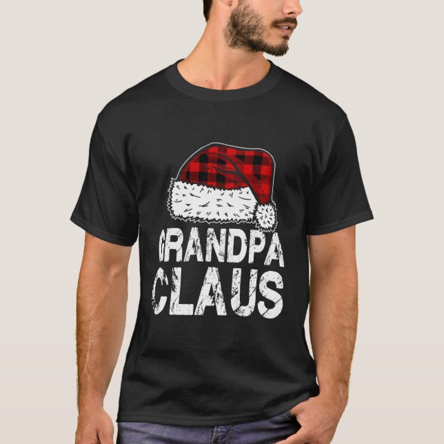 Grandpa Claus Santa Hat Red Buffalo Play Christma T Shirt (Framsida)
