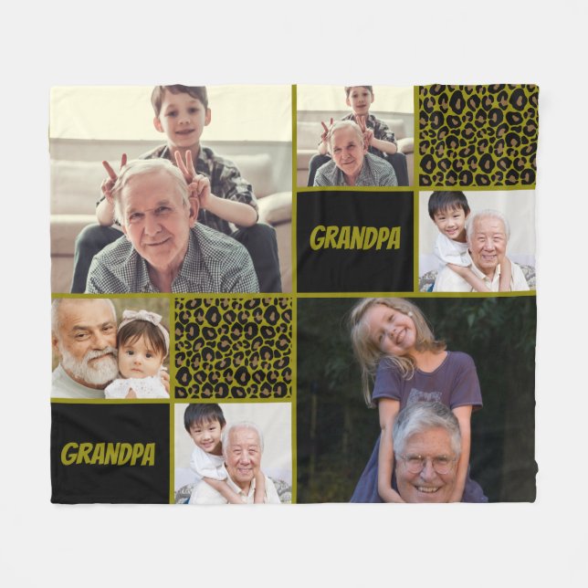  Grandpa Custom Photo Collage  Fleecefilt (Framsidan (Horisontell))