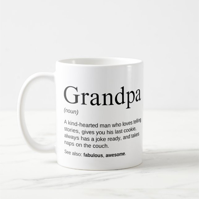 Grandpa Cute Loely Grandfather Definition Kaffemugg (Vänster)