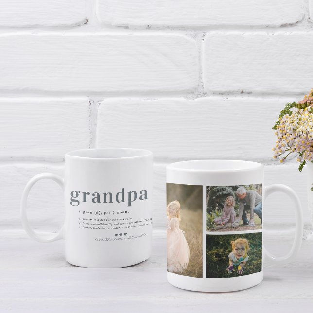 Grandpa Definition | 3 Fotokollage Kaffemugg (Skapare uppladdad)