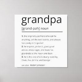 Grandpa Definition, Anpassningsbar Grandpa Gift Bi Canvastryck