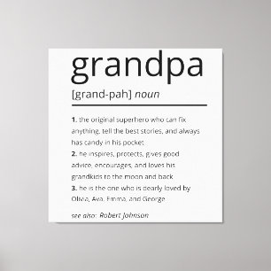 Grandpa Definition, Anpassningsbar Grandpa Gift Bi Canvastryck