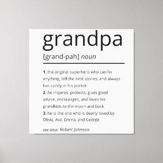Grandpa Definition, Anpassningsbar Grandpa Gift Bi Canvastryck