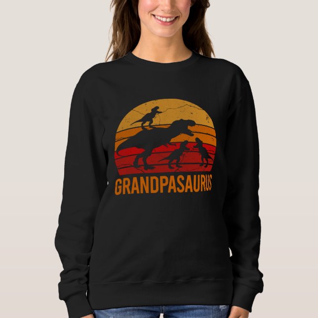 Grandpa Dinosaur Daddy  3 Three Kids Grandpasaurus T Shirt (Framsida)