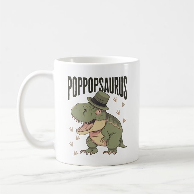 Grandpa Dinosaur Father's Day Poppopsaurus Kaffemugg (Vänster)