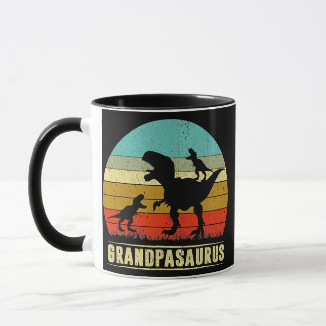 Grandpa Dinosaur Grandpasaurus 2 två barn Mugg (Vänster)