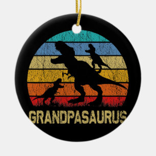 Grandpa Dinosaur T Rex Grandpasaurus 2-barn Julgransprydnad Keramik
