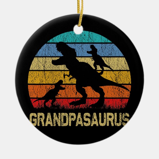 Grandpa Dinosaur T Rex Grandpasaurus 2-barn Julgransprydnad Keramik (Framsidan)