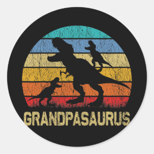 Grandpa Dinosaur T Rex Grandpasaurus 2-barn Runt Klistermärke